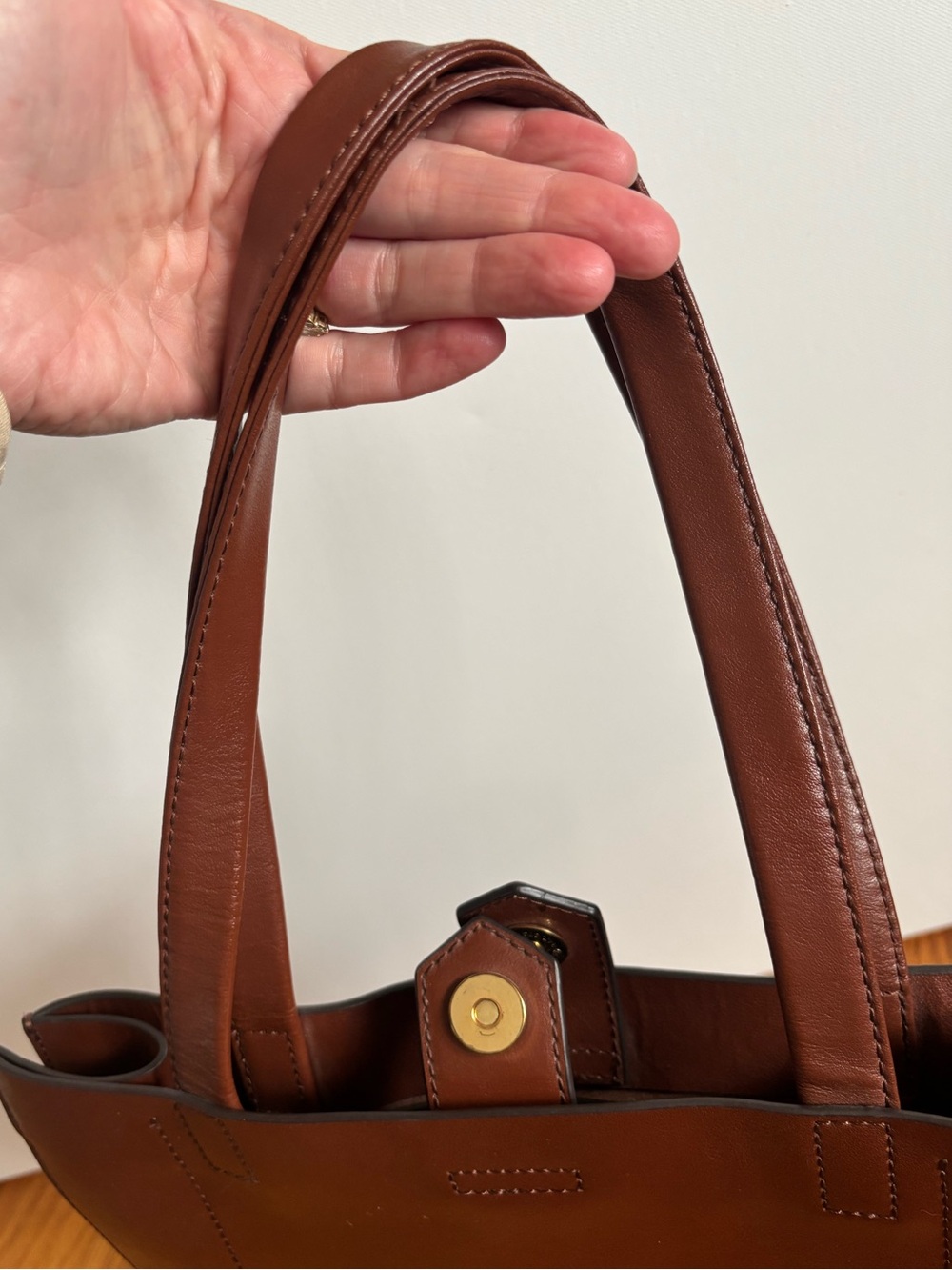 Banana Republic Brown Leather Satchel Tote Bag - Picture 8 of 9